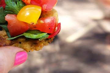 Fat Stacks - The Ultimate Gluten Free Vegan Corn and Zuchinni Fritters with Tomato Salsa