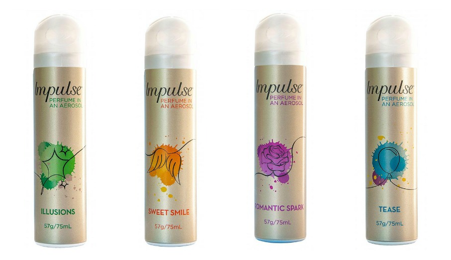 Impulse fragrances: Illusions, sweet smile, romantic spark and tease (left to right)